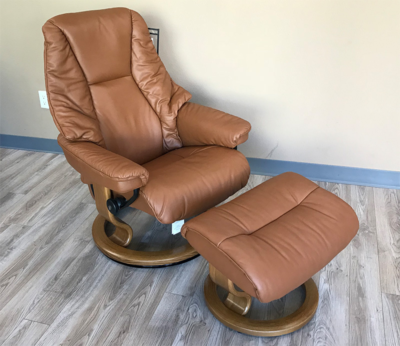 Stressless Live Paloma Copper Leather  Recliner and Ottoman by Ekornes