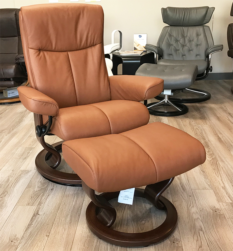 Stressless Peace Paloma Copper Leather Recliner and Ottoman
