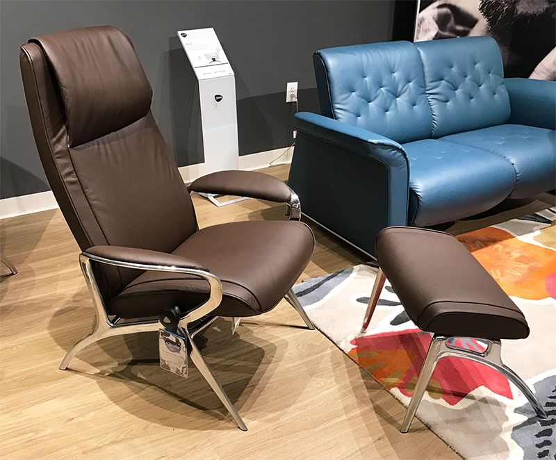 Stressless YOU James Aluminum Recliner Chair in Batick Brown 09385 Leather Recliner Chair by Ekornes