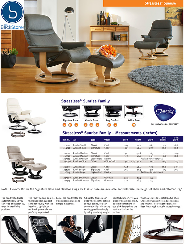 Stressless Sunrise Recliner Family Chair Dimensions from Ekornes