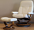 Stressless Ambassador Large Consul Batick Cream Leather Recliner Chair and Ottoman