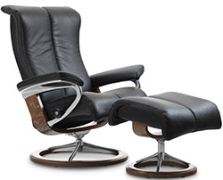 Stressless Piano Signature Base Recliner Chair and Ottoman