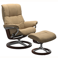 Stressless Mayfair Signature Steel and Wood Base Recliner Chair and Ottoman
