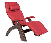 Red Leather with Dark Walnut Wood Base Series 2 Classic Human Touch PC-420 PC-600 PC-610 Perfect Chair Recliner by Human Touch