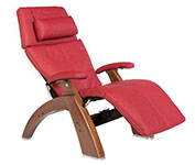 Red Leather with Walnut Wood Base Series 2 Classic Human Touch PC-420 PC-600 PC-610 Perfect Chair Recliner by Human Touch
