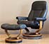 Stressless Diplomat Small Recliner and Ottoman - Batick Black Leather by Ekornes