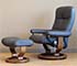 Stressless Oxford Paloma Rock Leather Recliner and Ottoman in Paloma Rock by Ekornes