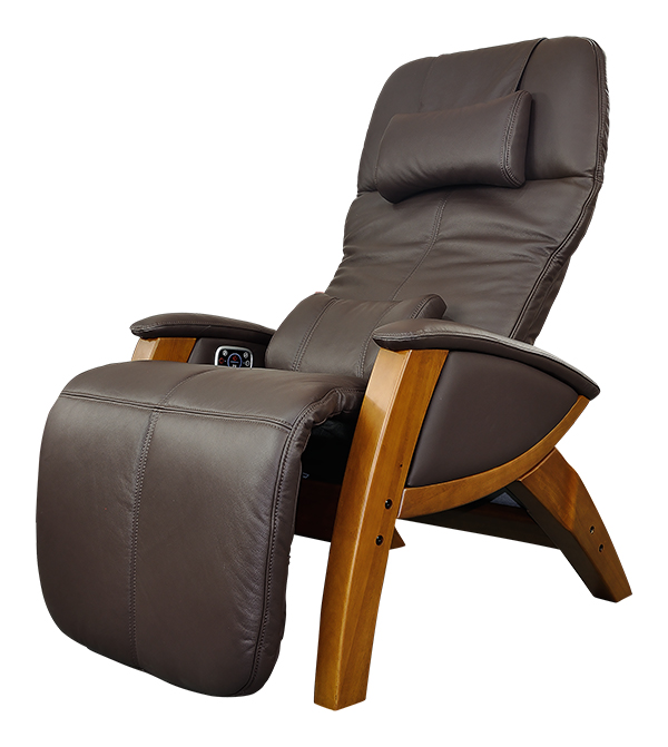 Svago SV410 Benessere Chair Chocolate Leather Honey Wood Zero Gravity Recliner