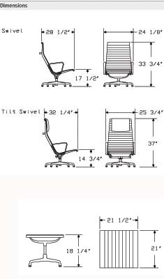 Eames Lounge Aluminum Group Chair Dimensions