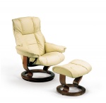 Stressless Chelsea Leather Recliner Chair and Ottoman by Ekornes