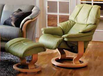 Stressless Reno Recliner Chair Reno in Paloma Green / Natural Wood Finish by Ekornes