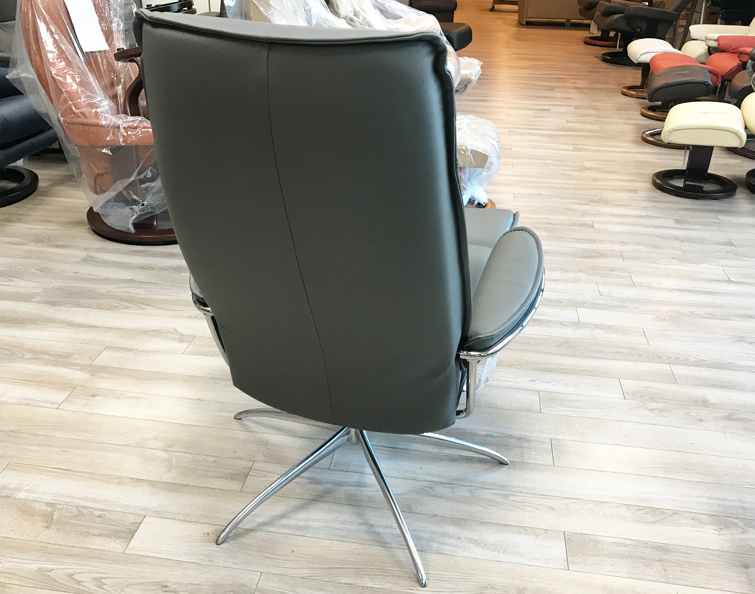 Stressless City High Back Leather Stressless Ekornes Recliners Batick Grey - Chairs City by Leather Back Grey High Batick