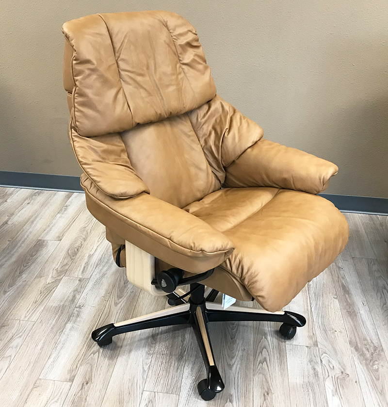 Stressless Reno Office Desk Chair Recliner in Paloma Taupe Leather by Ekornes