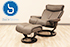 Stressless Magic Large Paloma Sand Leather Recliner Chair and Ottoman