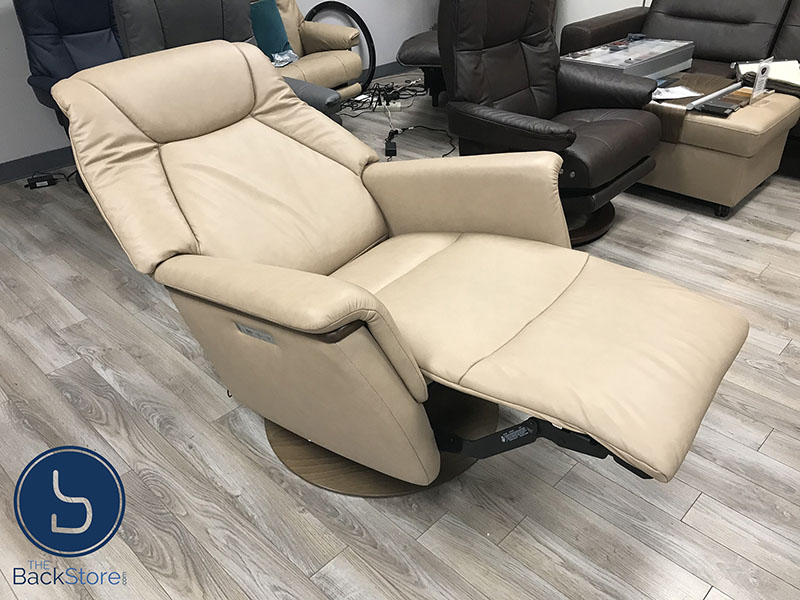 Stressless Max Power Recliner Swivel Relaxer Chair in Paloma Sand Leather by Ekornes