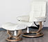 Stressless Mayfair Medium Light Grey Leather Recliner Chair and Ottoman
