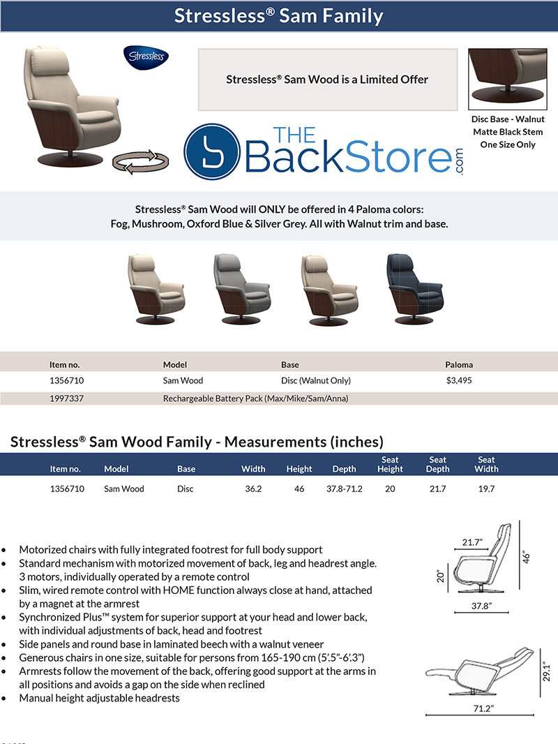 Stressless Sam Wood Swivel Leather Recliner Chair