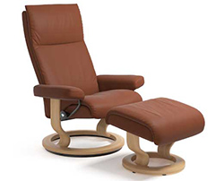 Stressless Aura Classic Recliner Chair and Ottoman