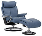 Stressless Signature Polished Aluminum Base Recliner Chair and Ottoman