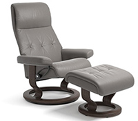 Stressless Sky Recliner Chair and Ottoman - Classic Wood Base
