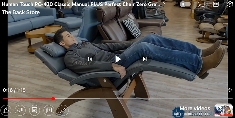 Human Touch Perfect Chair PC-420 Manual Zero Gravity Chair Recliner Demonstration Video