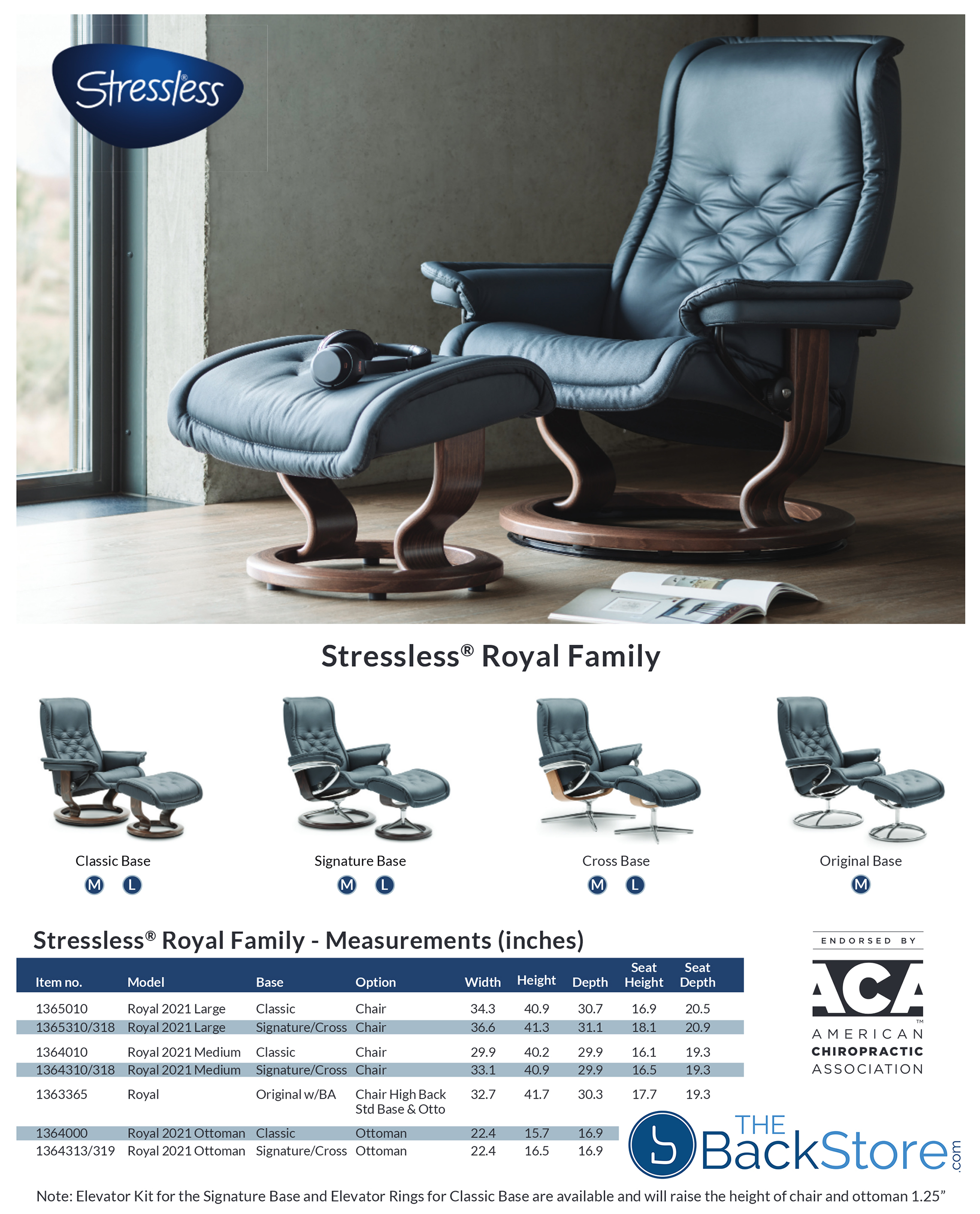 Stressless Royal Leather Recliner Chair and Ottoman by Ekornes