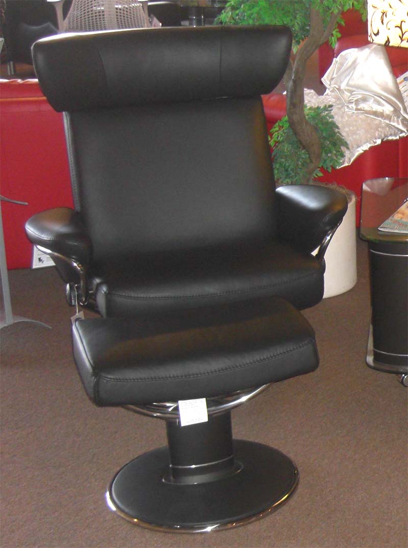 Stressless Large Jazz Leather Recliner and Ottoman by Ekornes