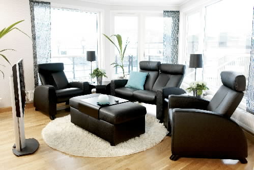 Stressless® Arion High Back Black Leather Sofa by Ekornes