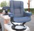 Stressless Mayfair Recliner Chair and Ottoman in Paloma Oxford Blue Leather 