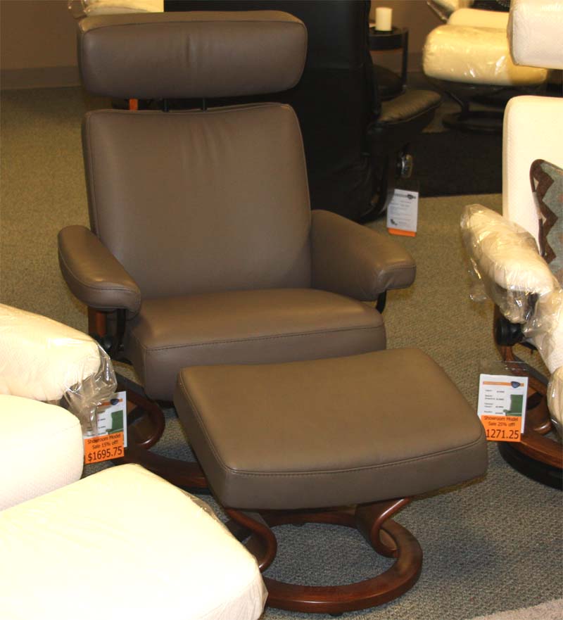 Stressless Taurus Large Leather Recliner Chair and Ottoman by Ekornes