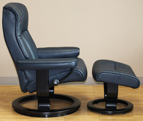 Crown Stressless Cori Blue Recliner Chair Leather by Ekornes
