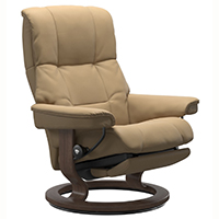 Stressless Mayfair Classic Dual Power Leg and Foot Wood Base Recliner Chair and Ottoman