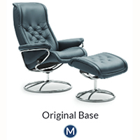 Stressless Royal Original Chrome Base Leather Recliner Chair and Ottoman