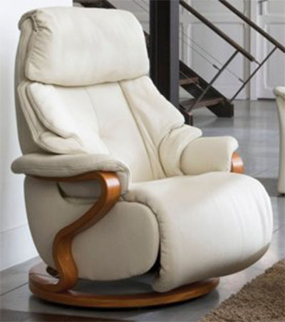 Himolla Chester White Leather ZeroStress Integrated Recliner Chair
