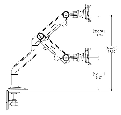 Humanscale M8 Monitor Arm Specs and Dimensions