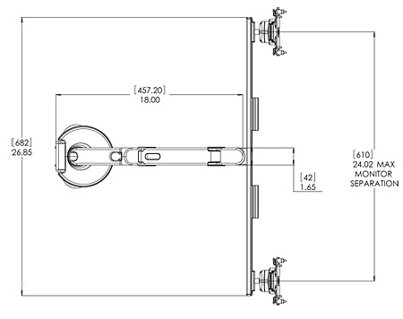 Humanscale M8 Adjustable Monitor Arm Dimensions