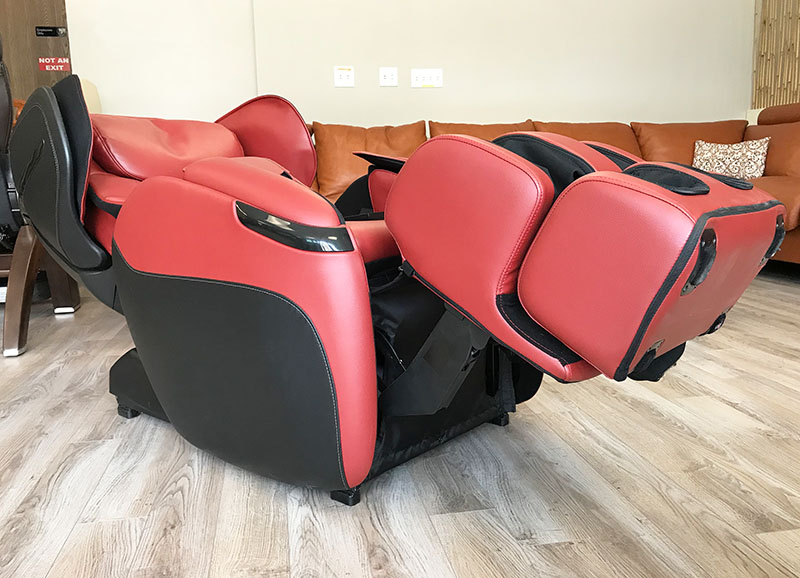 Human Touch Opus 3D Massage Chair Recliner Red Reclined