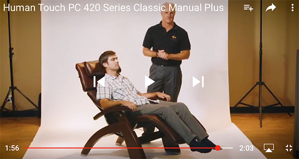 Human Touch Perfect Chair PC-420 Manual Zero Gravity Chair Recliner Video