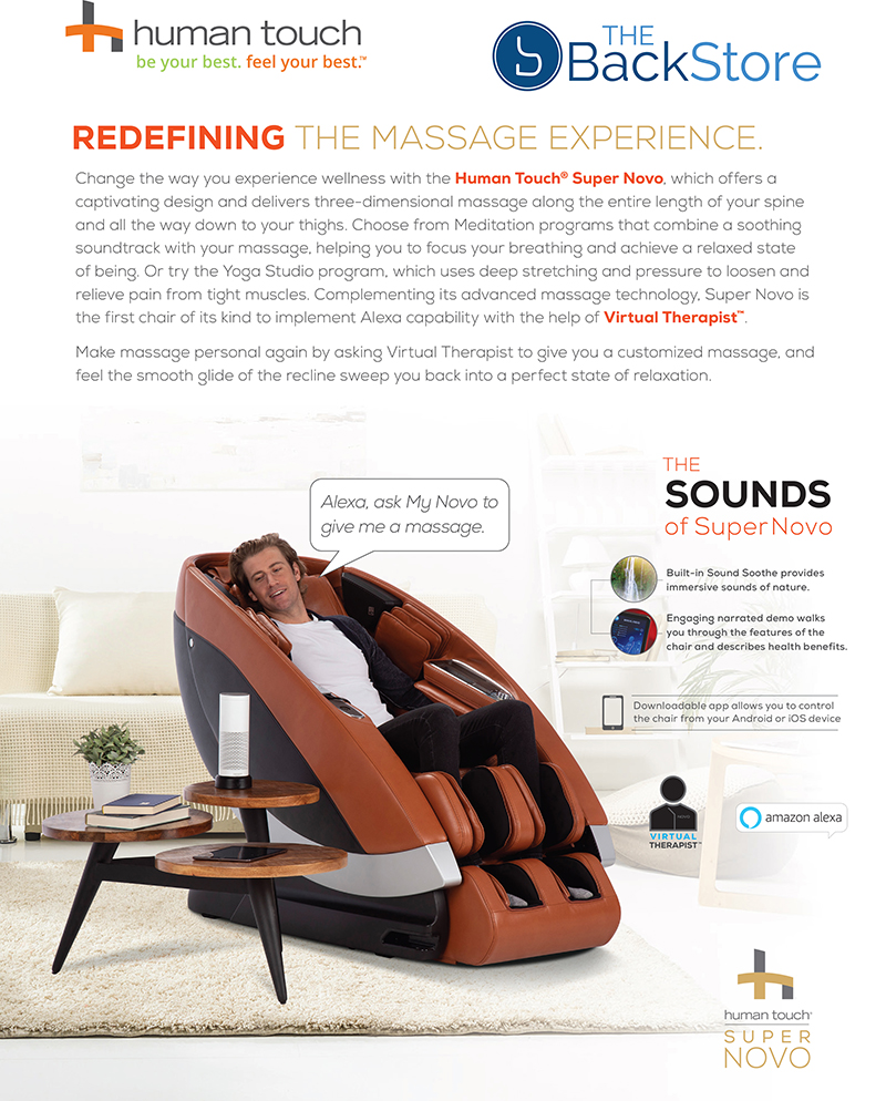 Human Touch Espresso Dark Brown Super Novo Zero Gravity 3D and 4D Massage Chair Recliner Features
