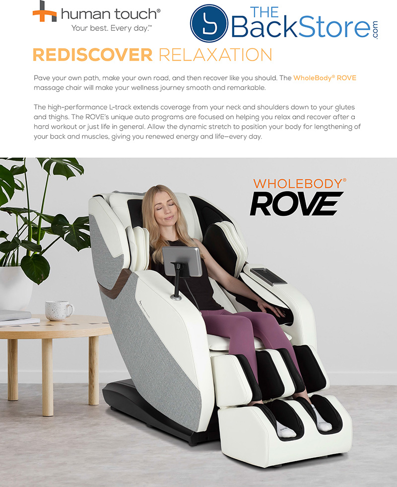 Human Touch Rove WholeBody Massage Chair Zero Gravity Recliner Moon Cream Features