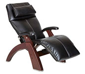 Black Premium Leather with Chestnut Wood Base Series 2 Classic Human Touch PC-420 PC-600 PC-610 Perfect Chair Recliner by Human Touch