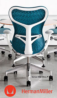 Herman Miller - Seating Aeron, Mirra, Embody, Celle, Aluminum Group, Soft Pad Group, Eames Home Office Ergonomic chair.
