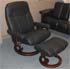 Stressless Ambassador Large Consul Batick Black Leather Recliner Chair and Ottoman