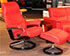 Stressless View Medium Recliner and Ottoman in Paloma Tomato Red Leather