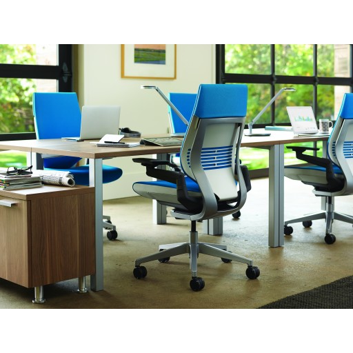  Steelcase Gesture Office Chair - Era Cobalt Fabric, Low Seat  Height, Shell Back, Light on Light Frame, and Hard Floor Casters : Home &  Kitchen
