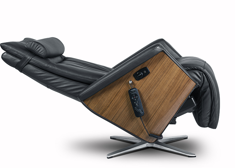 Svago Swivel SV-500 Leather Zero Anti Gravity Recliner Chair in Black Premium Leather