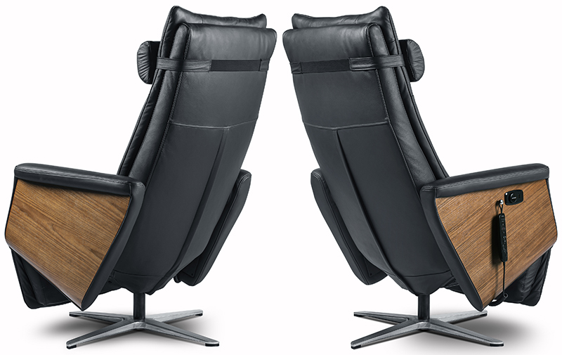 Black Premium Leather Svago Swivel SV-500 Leather Zero Anti Gravity Recliner Chair