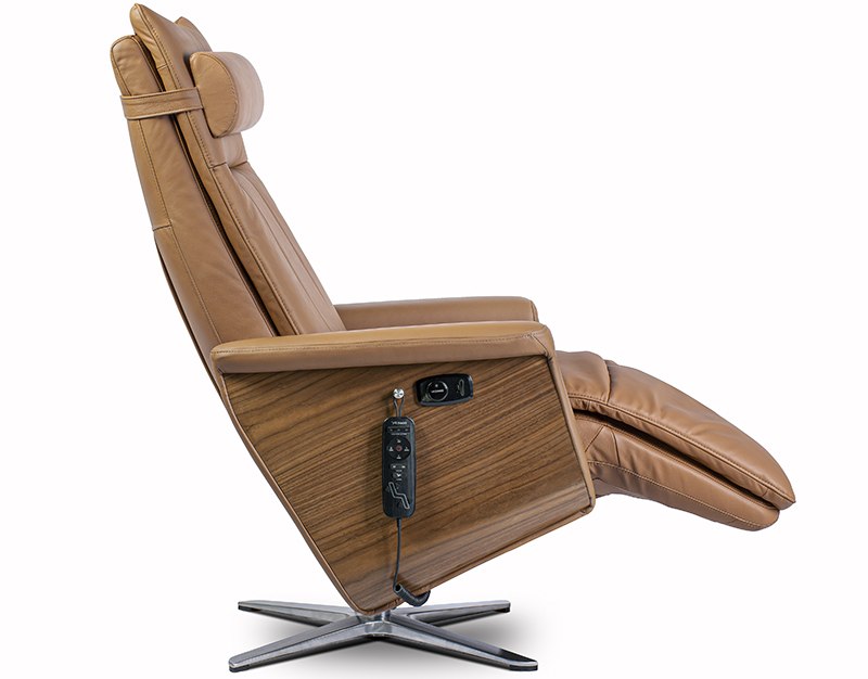 Svago Swivel SV-500 Leather Zero Anti Gravity Recliner Chair in Toffee Leather