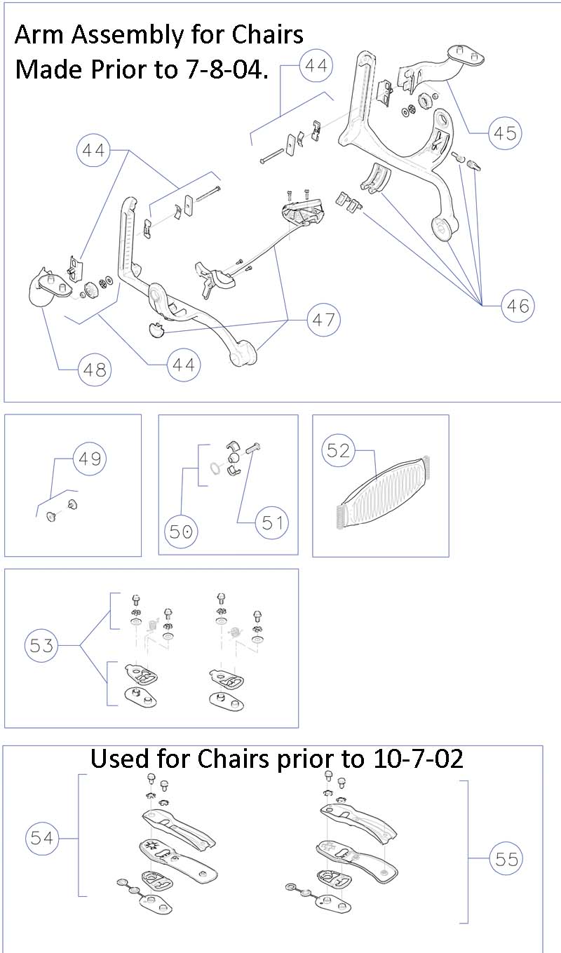 HERMAN MILLER AERON CHAIR Parts Right & Left Arm Seat Link Aeron Parts 